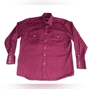 Vintage Drysdales Western Button-Up Shirt Size M Burgundy Pearl Snap 100% Cotton